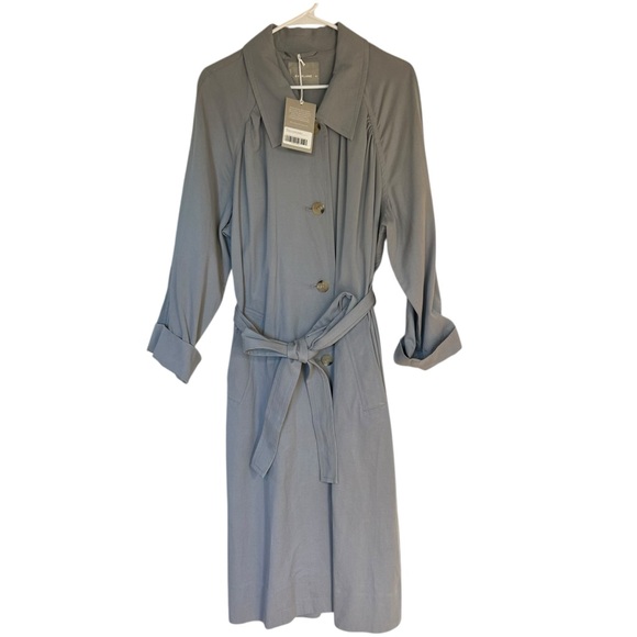 Everlane NWT The Gathered Drape Trench Coat Slate Grey XL Preppy Fall Warm - Picture 11 of 15